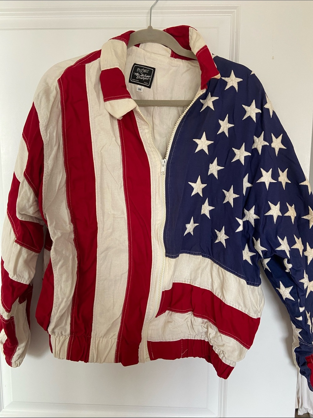 American Vintage Unisex American Flag Puffer Jacket - Red, White & Blue